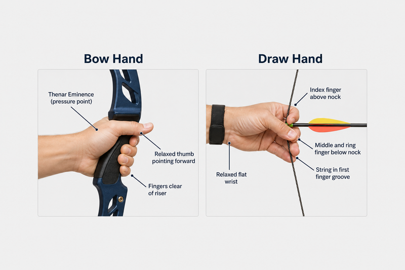 Archery Hand Position: The Bow Hand and Draw Hand Explained