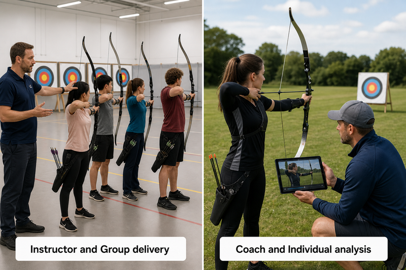 the difference between an archery coach and instructor
