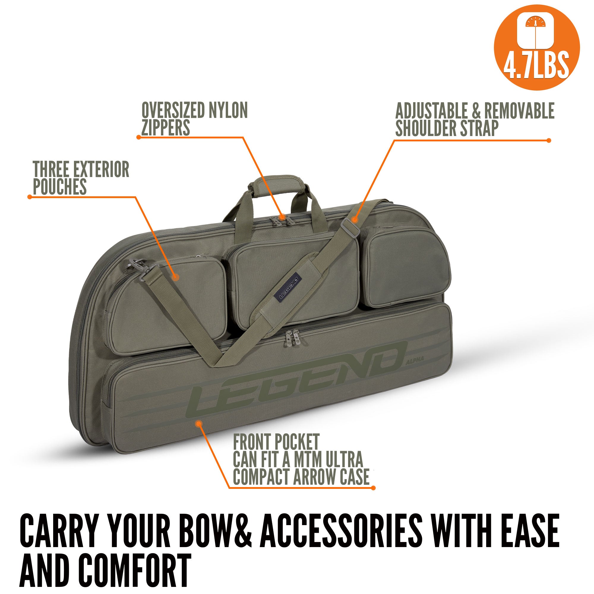 Legend Bow Case Fastening Straps Set of 6 - Moving Straps for Compound Bow Soft Cases - Securing Straps for Soft Bow Case, Adult Unisex, Black